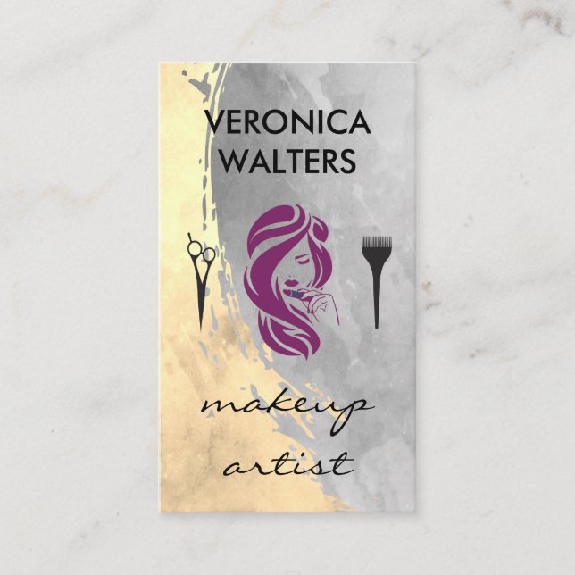 Tarjeta De Visita maquillaje contemporáneo y pelo (Anverso)