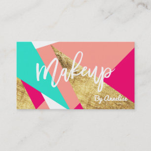 Tarjeta De Visita Maquillaje coralino del bloque del color del