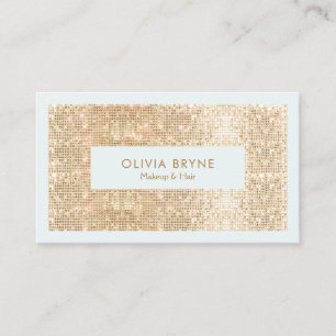 Tarjeta De Visita Maquillaje Cute FAUX Gold Sequin y pelo