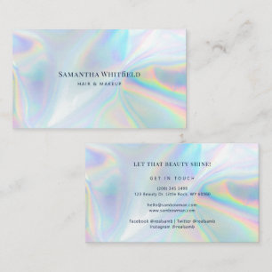 Tarjeta De Visita Maquillaje de beautician holográfico falso moderno