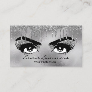 Tarjeta De Visita Maquillaje de cejas y pestañas con gotas de purpur