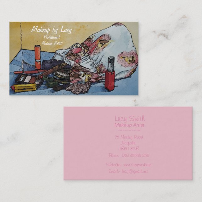 Tarjeta De Visita maquillaje de diseño de artista retro maquillaje e (Anverso / Reverso)