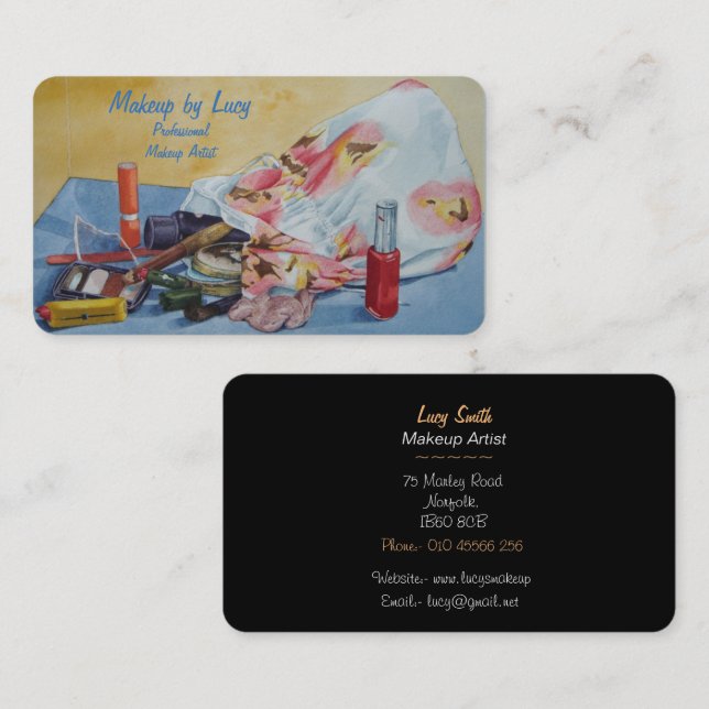 Tarjeta De Visita maquillaje de diseño de artista retro maquillaje m (Anverso / Reverso)