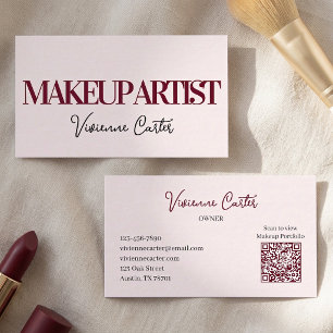 Tarjeta De Visita Maquillaje de Escritura en Rosa y Negro