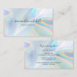Tarjeta De Visita Maquillaje de Esteticista Holográfico de Letra Mod