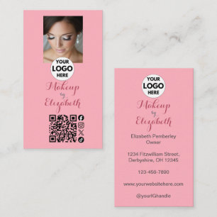 Tarjeta De Visita Maquillaje de foto con guión rosa rubor