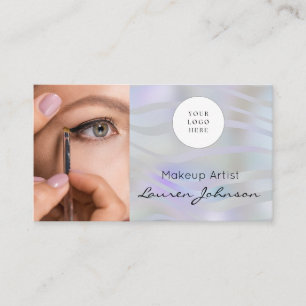 Tarjeta De Visita Maquillaje de foto con letra negra moderna