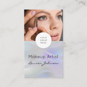 Tarjeta De Visita Maquillaje de foto con letra negra moderna