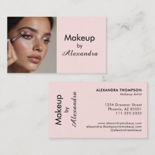 Tarjeta De Visita Maquillaje de foto de escritura en negro rosa rubo