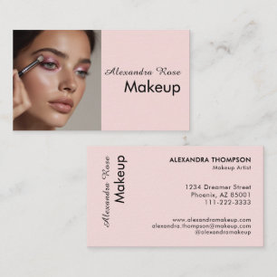 Tarjeta De Visita Maquillaje de foto de escritura en negro rosa rubo