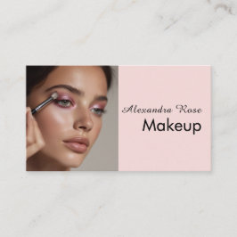 Tarjeta De Visita Maquillaje de foto de escritura en negro rosa rubo