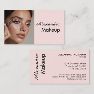 Tarjeta De Visita Maquillaje de foto de escritura en rosa sonrosado 