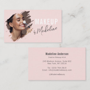 Tarjeta De Visita Maquillaje de foto de escritura rosa grisáceo sonr