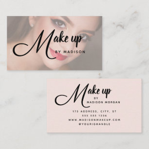 Tarjeta De Visita Maquillaje de Foto de Guión Elegante y Negrita Ros