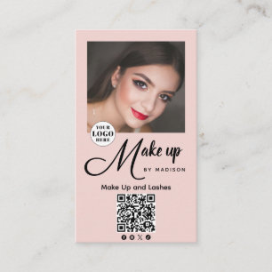 Tarjeta De Visita Maquillaje de Foto de Tinta Negra Rosa Sonrosado e