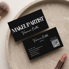 Tarjeta De Visita Maquillaje de guión en blanco y negro