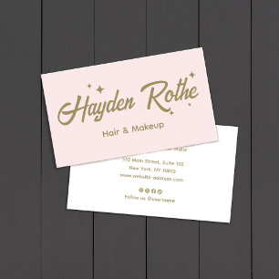 Tarjeta De Visita Maquillaje de guiones de Estrellas Retro Rosa y Es