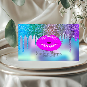 Tarjeta De Visita Maquillaje de Labios Holográfico con Efecto de Got