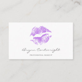 Tarjeta De Visita Maquillaje de labios impresos de un beso púrpura r