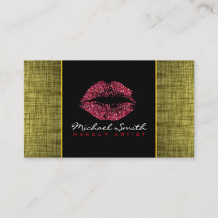 Tarjeta De Visita Maquillaje de Labios Rojos Artis Madera Moderna #8
