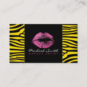 Tarjeta De Visita Maquillaje De Labios Rosa Artis Piel De Cebra Mode