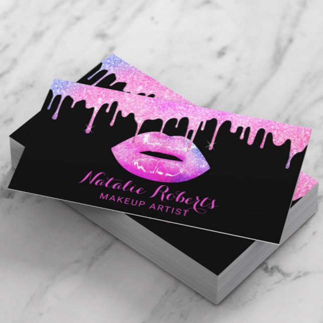 Tarjeta De Visita Maquillaje de labios rosados Artista Moderno Paste (Subido por el creador)