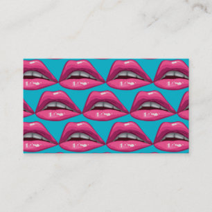 Tarjeta De Visita Maquillaje de labios rosados de arte pop