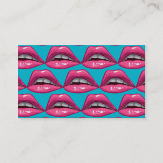 Tarjeta De Visita Maquillaje de labios rosados de arte pop
