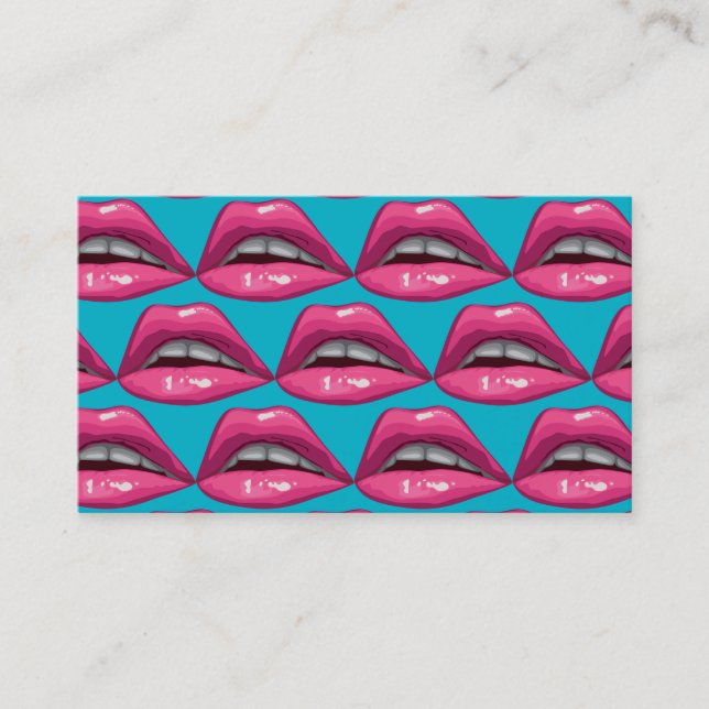 Tarjeta De Visita Maquillaje de labios rosados de arte pop (Anverso)