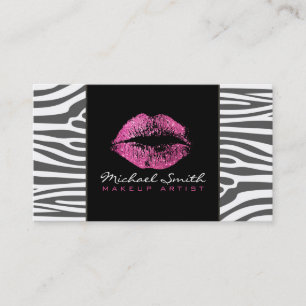 Tarjeta De Visita Maquillaje de Labios Rosas Arte Moderno Piel de Ce