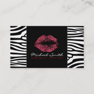 Tarjeta De Visita Maquillaje de los labios rojos Artis Piel moderna