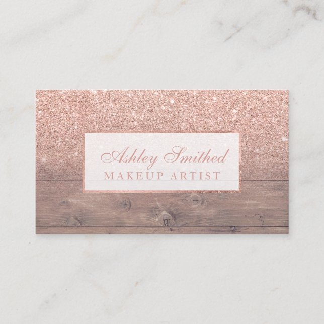 Tarjeta De Visita Maquillaje de madera del ombre del falso purpurina (Anverso)