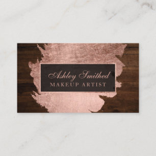 Tarjeta De Visita Maquillaje de madera rústico de la pincelada color
