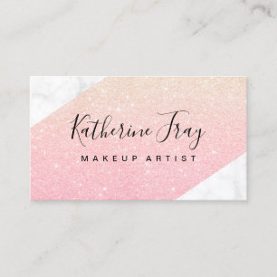 Tarjeta De Visita Maquillaje de mármol blanco del purpurina color d