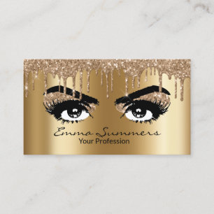 Tarjeta De Visita Maquillaje de ojos de pestañas de cejas de oro ama