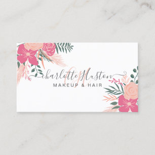Tarjeta De Visita maquillaje de pelo monogramado con ramo de Bonito