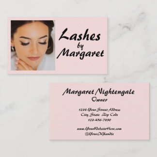 Tarjeta De Visita Maquillaje de pestañas con escritura negra y rosa 