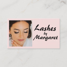 Tarjeta De Visita Maquillaje de pestañas con escritura negra y rosa