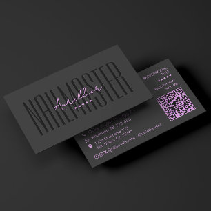 Tarjeta De Visita Maquillaje de pestañas Tech Minimal Purple Black N