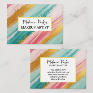 Tarjeta De Visita Maquillaje de pintura de Purpurina de oro Verde az