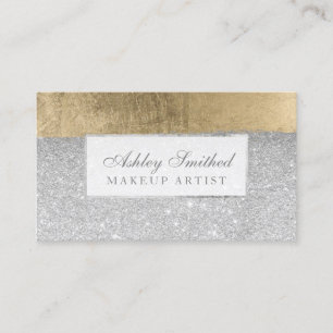 Tarjeta De Visita Maquillaje de plata moderno de las pinceladas del