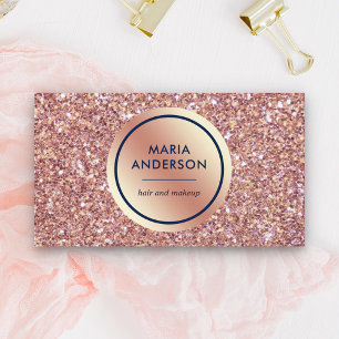 Tarjeta De Visita Maquillaje de Purpurina Rosa de Círculo de Relieve