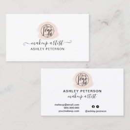 Tarjeta De Visita maquillaje del logo de pincel rosa simple minimali