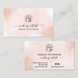 Tarjeta De Visita maquillaje del logo de pinceles rosa Rosa Gold pur