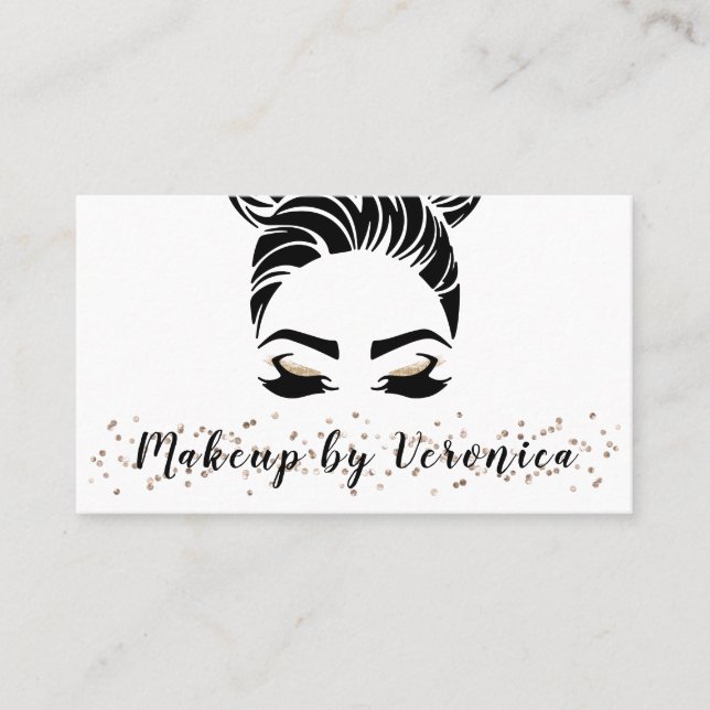Tarjeta De Visita Maquillaje Elegante Brillo (Anverso)