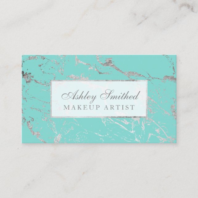 Tarjeta De Visita Maquillaje elegante elegante verde azulado de (Anverso)