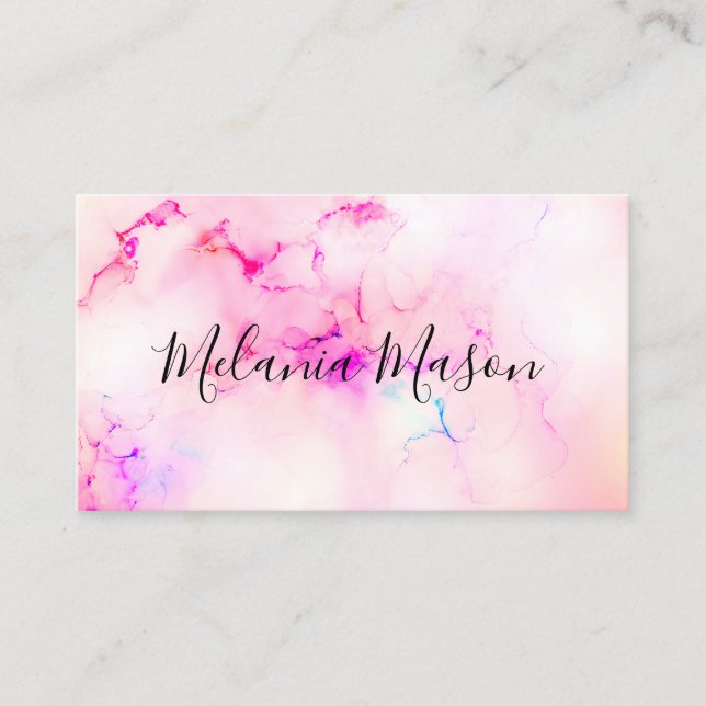 Tarjeta De Visita Maquillaje Elegante Pastel de tinta de alcohol mod (Anverso)