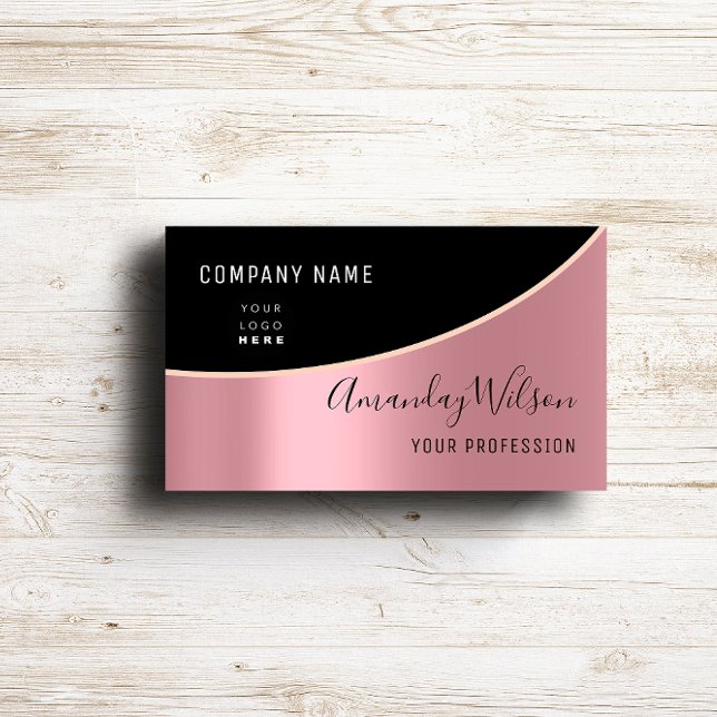 Tarjeta De Visita Maquillaje elegante profesional moderno con logoti (Professional Elegant Modern Rose Logo Makeup Business Card )