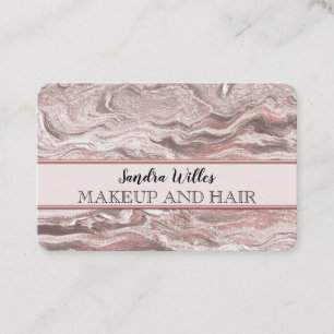 Tarjeta De Visita maquillaje elegante tipografía mármol rosa purpuri