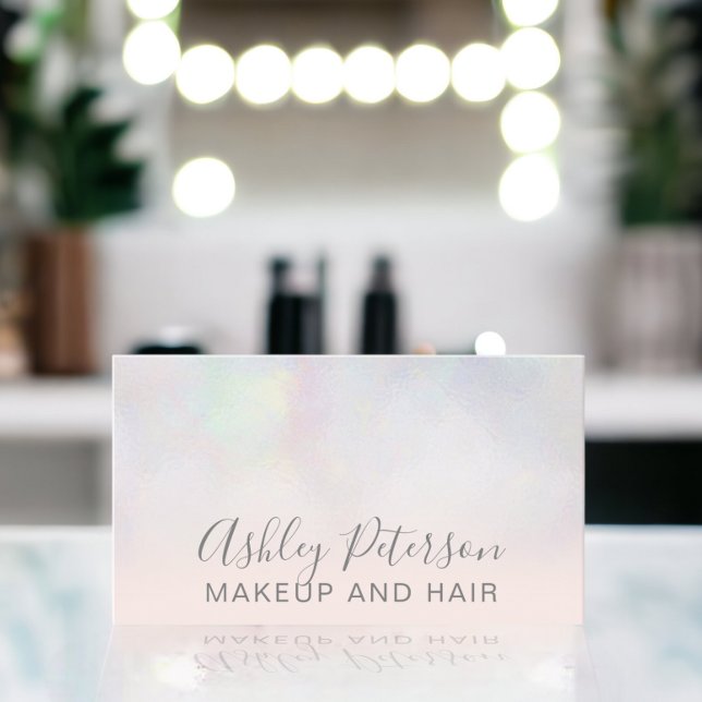 Tarjeta De Visita Maquillaje elegante tipografía nacre de perlas ros (Subido por el creador)